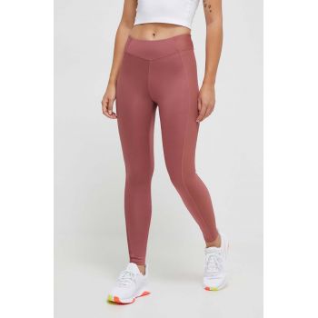 Reebok jambiere de yoga culoarea roz, neted de firma originali