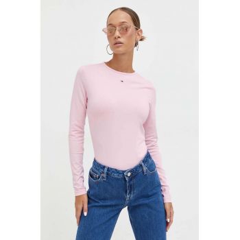 Tommy Jeans body femei, culoarea roz