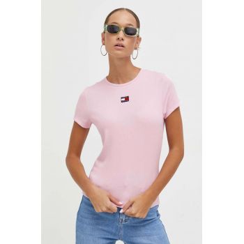 Tommy Jeans tricou femei, culoarea roz