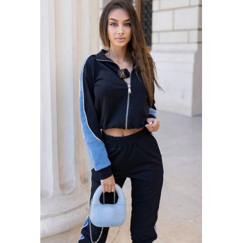 Trening de Dama din Doua Piese, din Bumbac Combinat cu Blug, Ivette, Negru