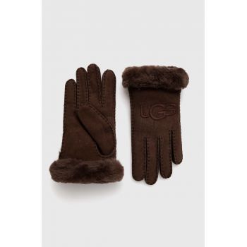 UGG manusi din piele de caprioara femei, culoarea maro de firma originale