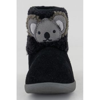 Ghete slip-on de piele intoarsa si blana sintetica