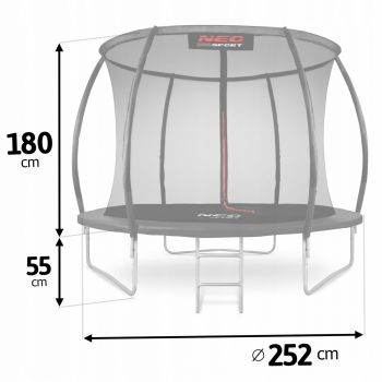 Trambulina de gradina cu plasa interioara 252 cm Neo-Sport Negru