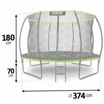 Trambulina de gradina cu plasa interioara 374 cm Neo-Sport NS-12C221 Verde de firma originala