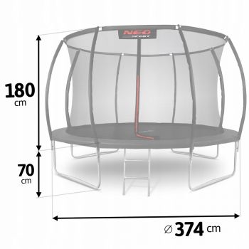 Trambulina de gradina cu plasa interioara 374 cm Neo-Sport NS-12C231 Negru ieftina