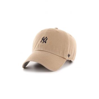 47brand șapcă de baseball din bumbac MLB New York Yankees culoarea bej, cu imprimeu