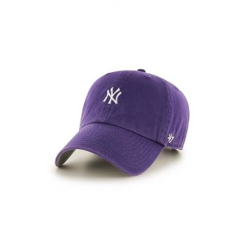 47brand șapcă de baseball din bumbac MLB New York Yankees culoarea violet, cu imprimeu B-BSRNR17GWS-PP de firma originala