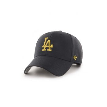 47brand șapcă din amestec de lână MLB Los Angeles Dodgers culoarea negru, cu imprimeu