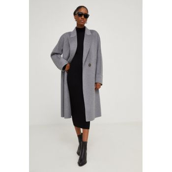 Answear Lab palton de lana culoarea gri, de tranzitie, oversize de firma original