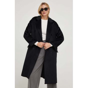 Answear Lab palton de lana culoarea negru, de tranzitie, oversize ieftin