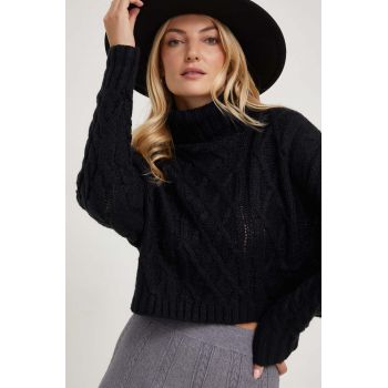 Answear Lab pulover de lana culoarea negru, light, cu guler