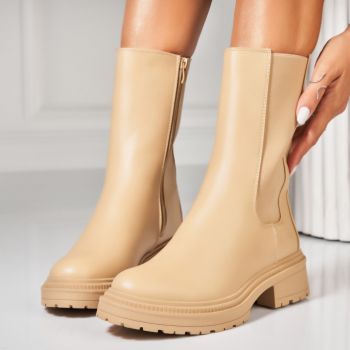 Ghete Dama Imblanite Kaki din Piele Ecologica Stiora