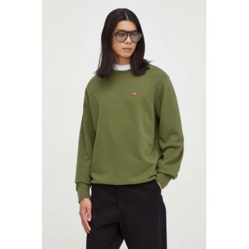 Levi's hanorac de bumbac barbati, culoarea verde, neted ieftin