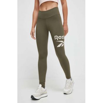 Reebok colanti femei, culoarea verde, cu imprimeu