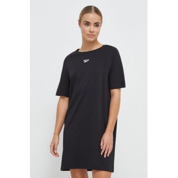 Reebok rochie din bumbac culoarea negru, mini, drept ieftina