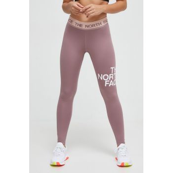 The North Face leggins de antrenament culoarea roz, cu imprimeu