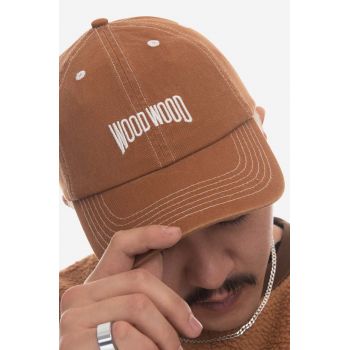 Wood Wood șapcă de baseball din bumbac culoarea maro, cu imprimeu 12240807.7083-ANTHRACITE ieftina