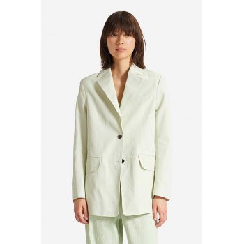 Wood Wood blazer din amestec de in Madeleine Mini Stripe Blazer culoarea verde, oversize, uni 12211201.5291-PASTELG de firma original