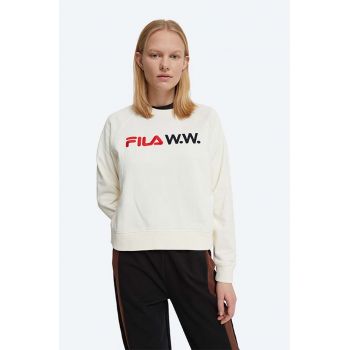 Wood Wood bluză Elena x Fila femei, culoarea alb, cu imprimeu 688375.N15-WHITE