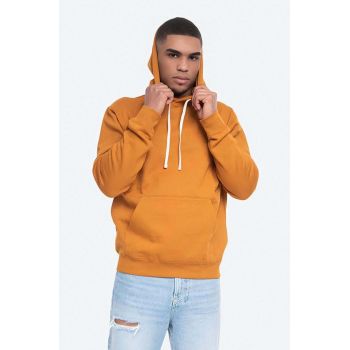 Wood Wood bluză Ian Hoodie Camel 10025605.2424 bărbați, culoarea portocaliu, cu glugă, cu imprimeu