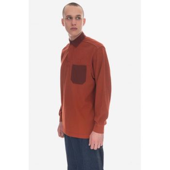 Wood Wood longsleeve din bumbac Brodie Rugby culoarea maro 12245403.2428-RUST de firma original