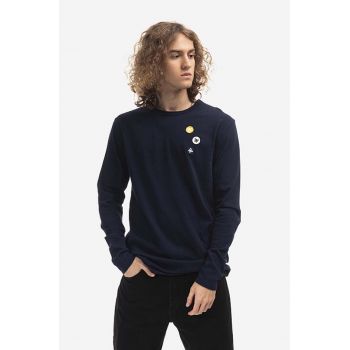 Wood Wood longsleeve din bumbac Mel culoarea bleumarin, cu imprimeu 10235402.2323.NAVY-NAVY de firma original