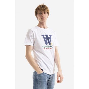 Wood Wood tricou din bumbac Ace Typo T-shirt culoarea alb, cu imprimeu 10285700.2222-WHITE