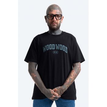 Wood Wood tricou din bumbac Bobby IVY T-shirt culoarea negru, cu imprimeu 12135703.2489-GREYMEL