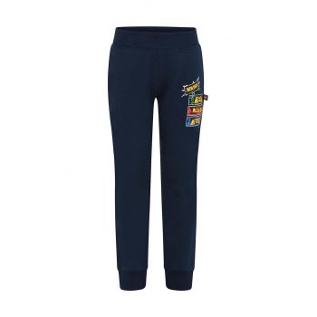 Lego pantaloni de trening din bumbac pentru copii culoarea albastru marin, cu imprimeu