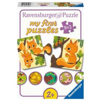 PUZZLE ANIMALE SI PUIUTII LOR, 9x2 PIESE