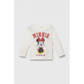 zippy longsleeve din bumbac pentru bebeluși x Disney culoarea alb