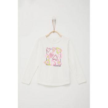 Bluza de bumbac cu model inimi