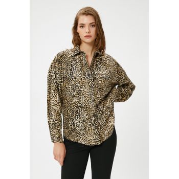 Camasa cu animal print si buzunare pe piept