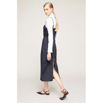 Rochie midi din denim cu fermoar pe partea din spate