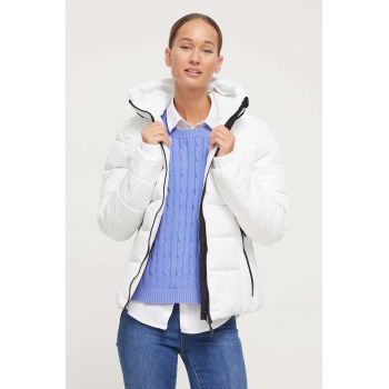 Superdry geaca femei, culoarea alb, de iarna la reducere