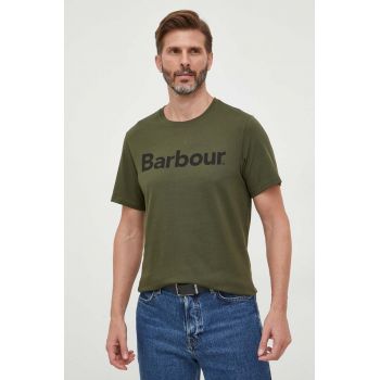 Barbour tricou din bumbac culoarea verde, cu imprimeu