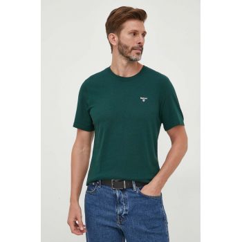 Barbour tricou din bumbac culoarea verde, neted