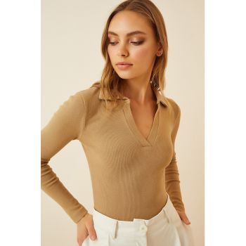 Bluza polo cu aspect striat