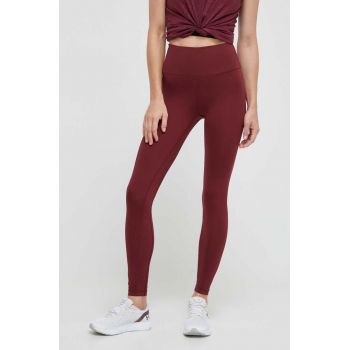 Casall leggins de antrenament culoarea bordo, neted