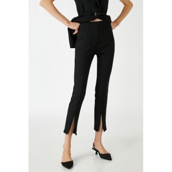 Pantaloni crop cu talie inalta
