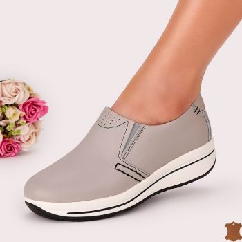 Pantofi Casual Sport Dama Gri Piele Naturala Marsha la reducere