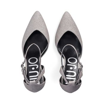 Pantofi stiletto cu aspect stralucitor si varf ascutit