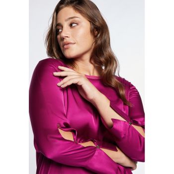 Bluza cu aspect de satin si decupaje