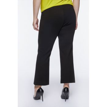 Pantaloni eleganti crop cu croiala dreapta