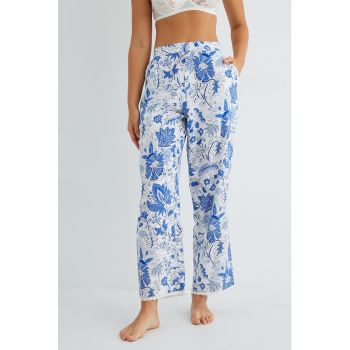 Pantaloni lungi de pijama cu model floral