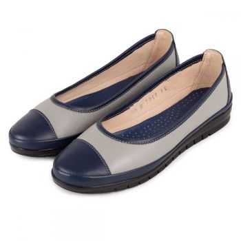 Pantofi piele naturala 1201 albastru-gri