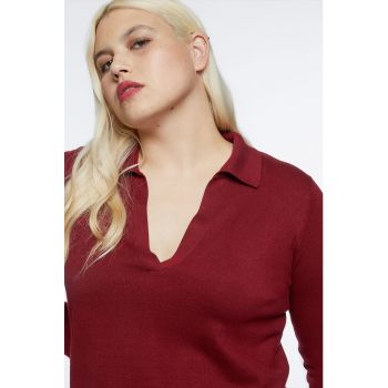 Pulover tricotat fin cu slit lateral