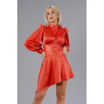 Rochie mini asimetrica cu maneci bishop Estrella