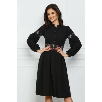 Rochie Moze cu imprimeu in talie si pe maneci