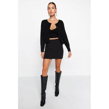 Set de cardigan si top crop tricotat fin